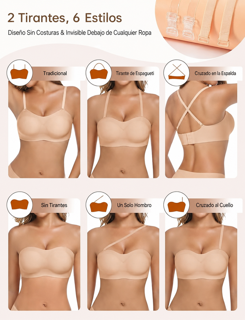 STELLARSEEK Strapless Invisible Bra | Anti-Slip Backless Support