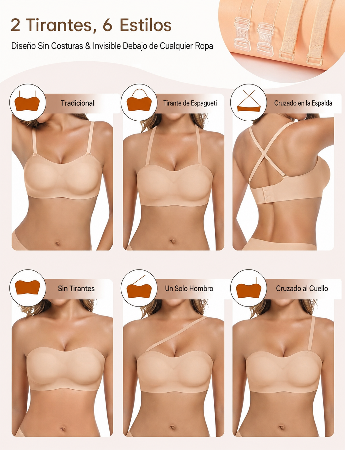 STELLARSEEK Strapless Invisible Bra | Anti-Slip Backless Support