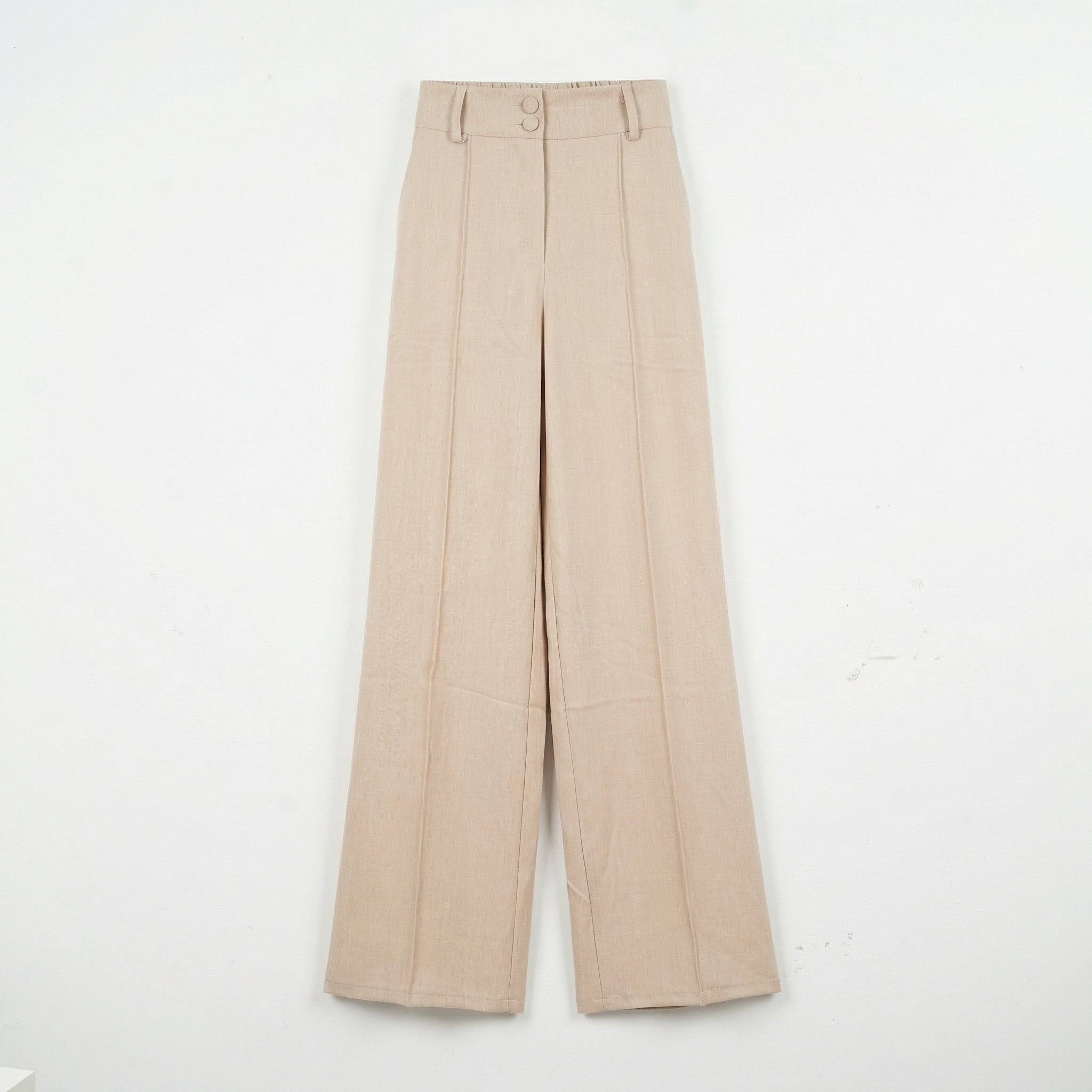 STELLA SEEK Wide Leg Trousers with Double Breasted Closure and Concealed Elastic Waistband