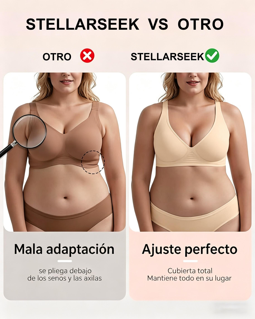 STELLARSEEK Women's Wireless Bra | Gel Push-Up, Seamless Deep V, Invisible Everyday Underwear