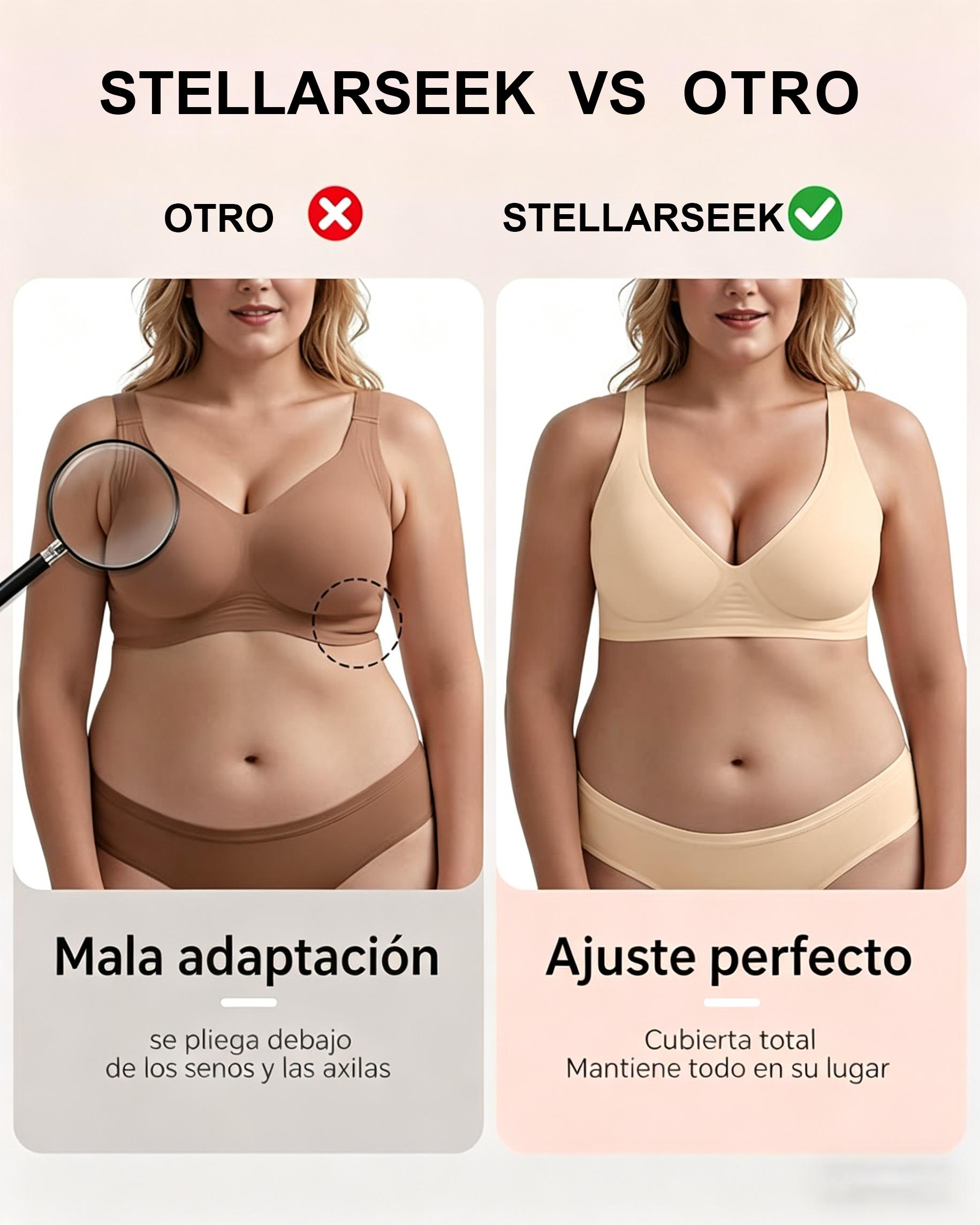 STELLARSEEK Women's Wireless Bra | Gel Push-Up, Seamless Deep V, Invisible Everyday Underwear