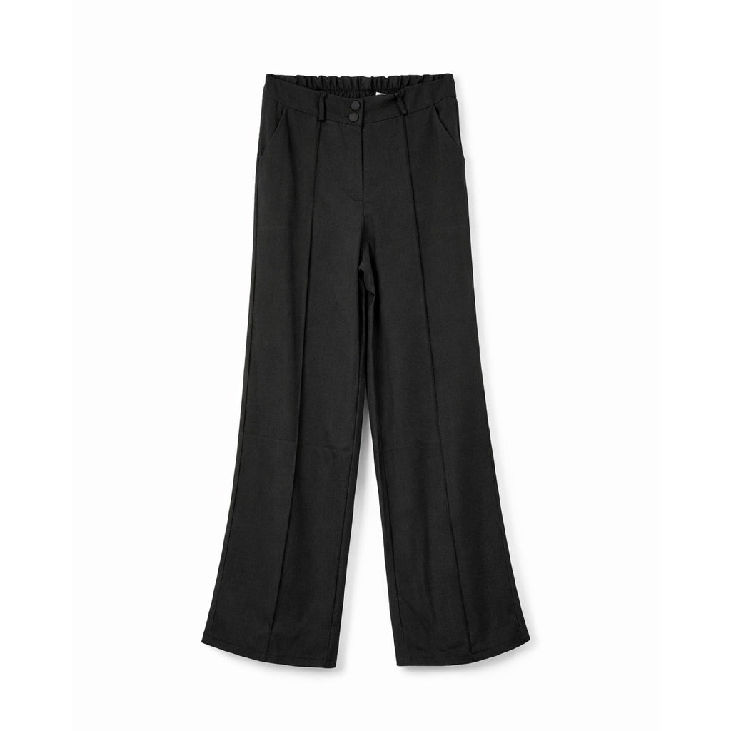 STELLA SEEK Wide Leg Trousers with Double Breasted Closure and Concealed Elastic Waistband