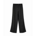 STELLA SEEK Wide Leg Trousers with Double Breasted Closure and Concealed Elastic Waistband