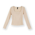 STELLARSEEK Long-sleeved T-shirt with U-neck – Feminine and Chic Look