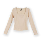 STELLARSEEK Long-sleeved T-shirt with U-neck – Feminine and Chic Look