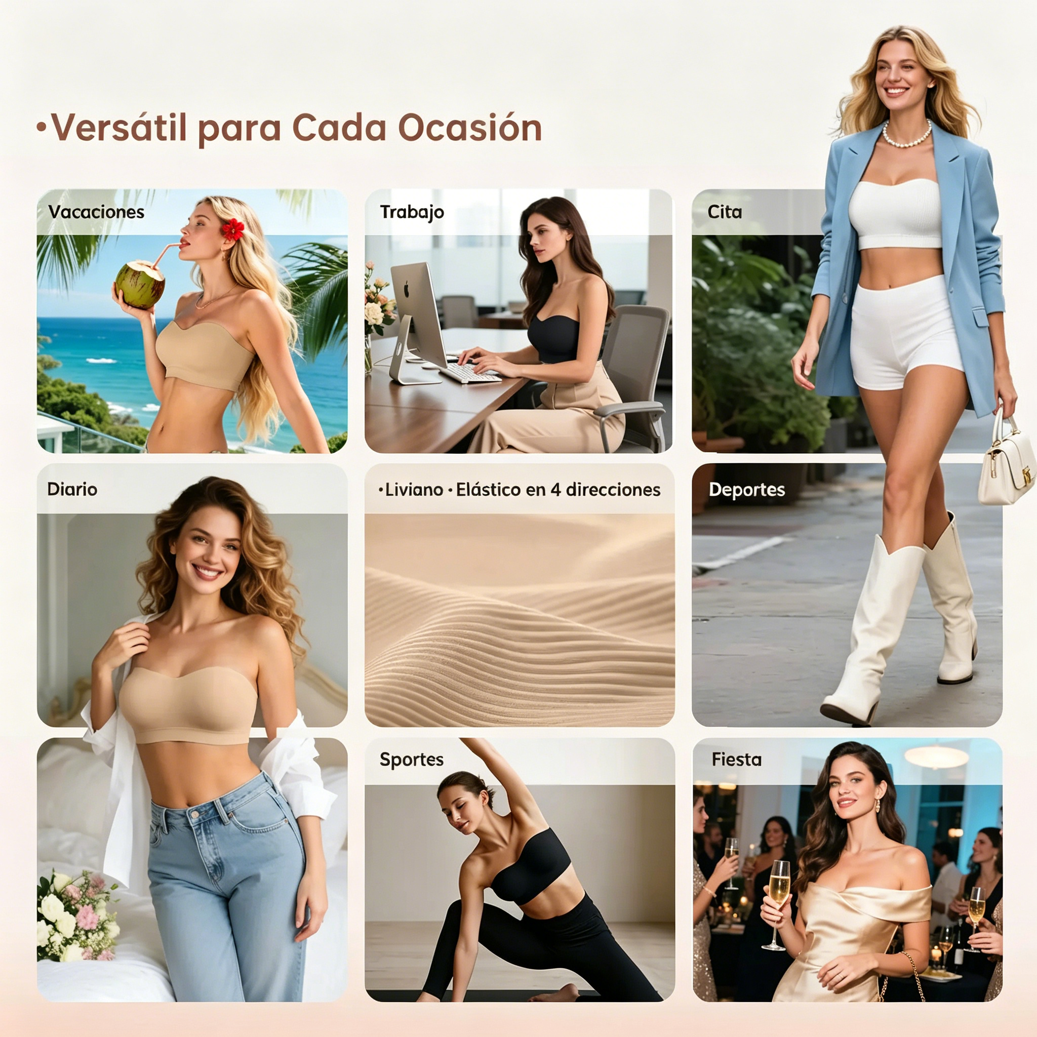 STELLA SEEK Strapless Bra, Non-Slip Bra with Non-Slip Silicone Bands