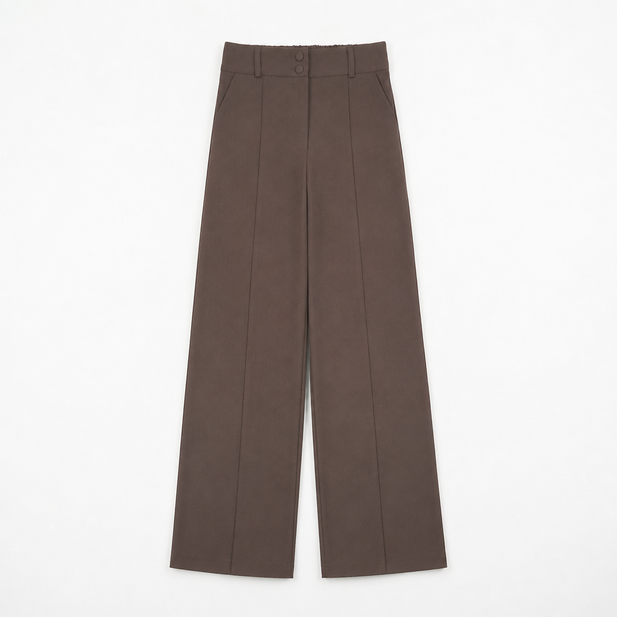 STELLA SEEK Wide Leg Trousers with Double Breasted Closure and Concealed Elastic Waistband