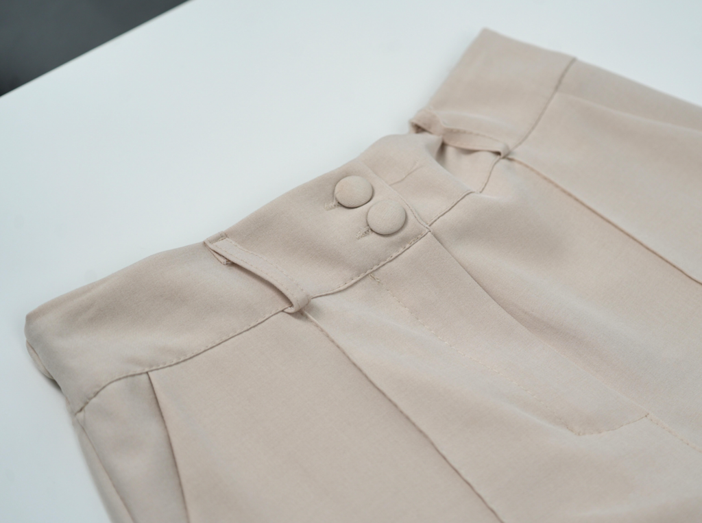 STELLA SEEK Wide Leg Trousers with Double Breasted Closure and Concealed Elastic Waistband